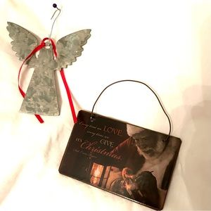 Lot of 2 Tin Ornaments, LIKE NEW